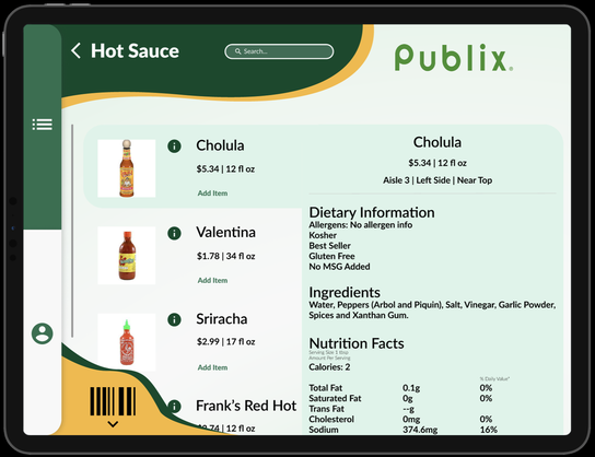 Design mockup from Grocery Cart UI
